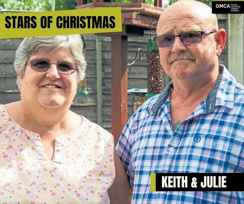 Keith and Julie at home in their garden