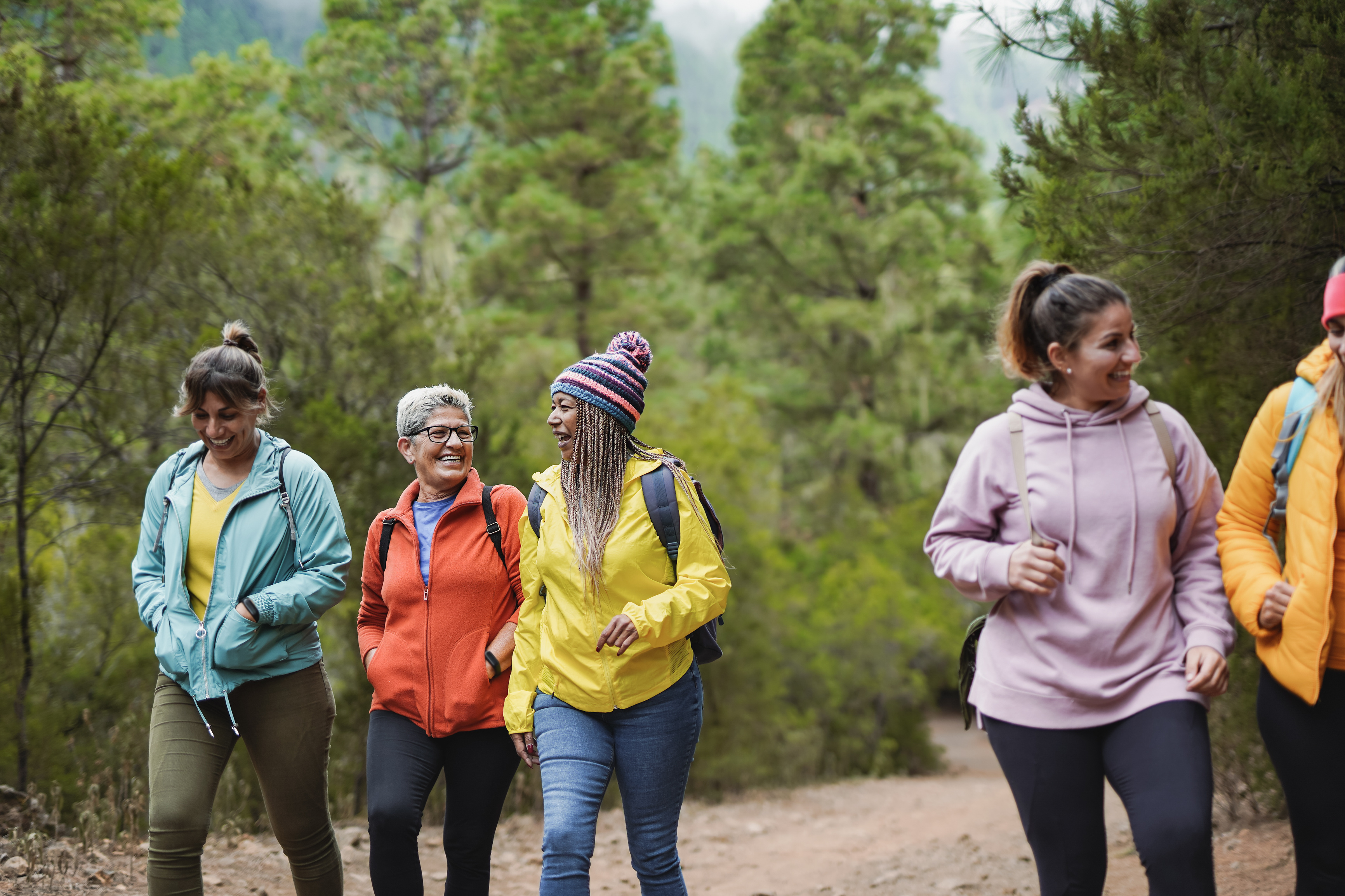 A group of women take a walk together